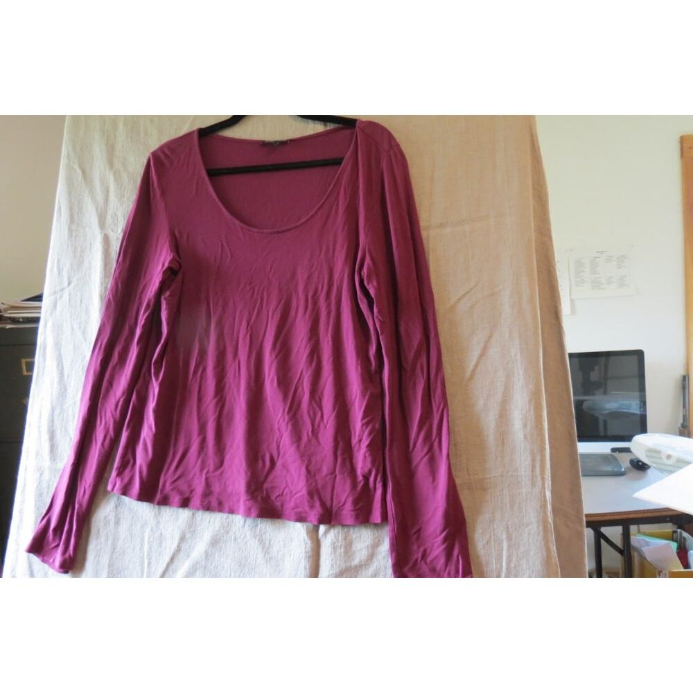 Eileen Fisher Womens Small Cranberry Red Long Sleeve Tee Soft Stretch Top size s